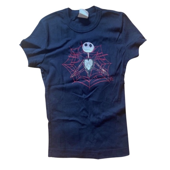 Vintage Tim Burton’s Nightmare Before Christmas Jack Skellington Glitter Web Tee - Picture 1 of 7